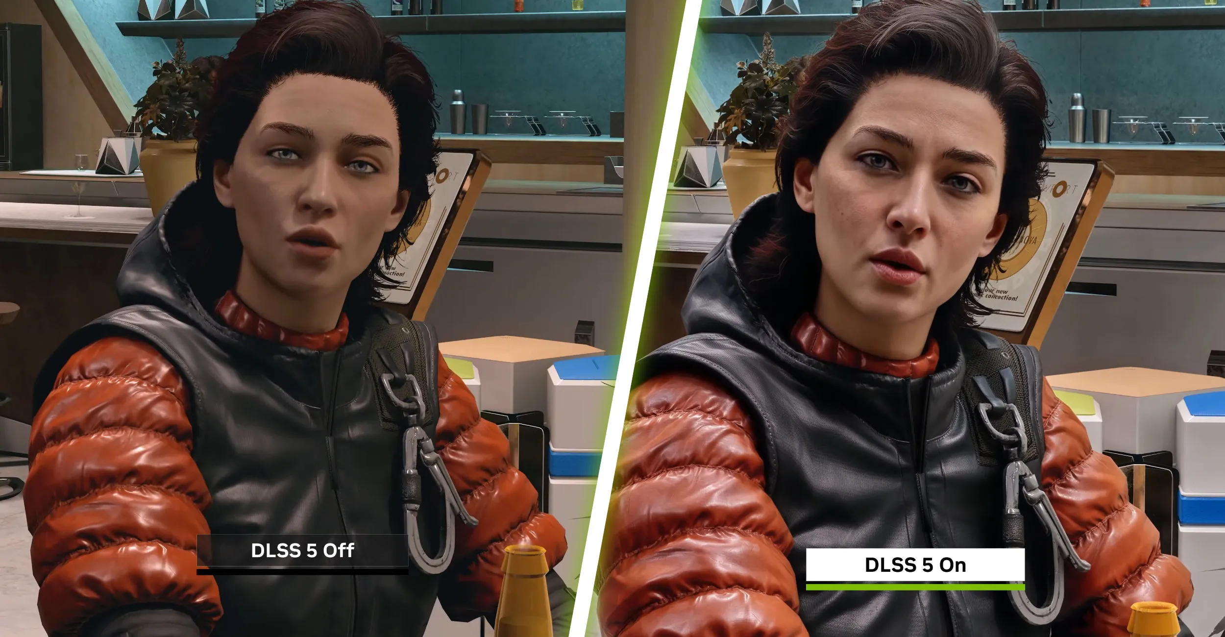 Comparaison d’un rendu 3D avec et sans traitement neuronal DLSS 5